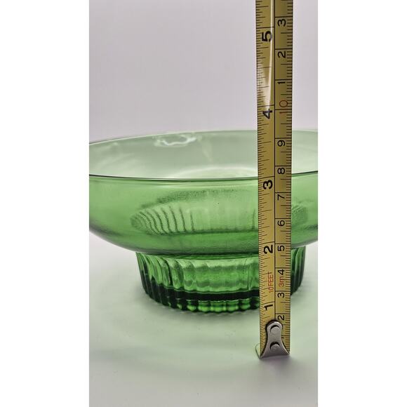 A.L. Randall Co. 1960s Green Candy Bowl with Ribbed Collar Base - Picture 7 of 8